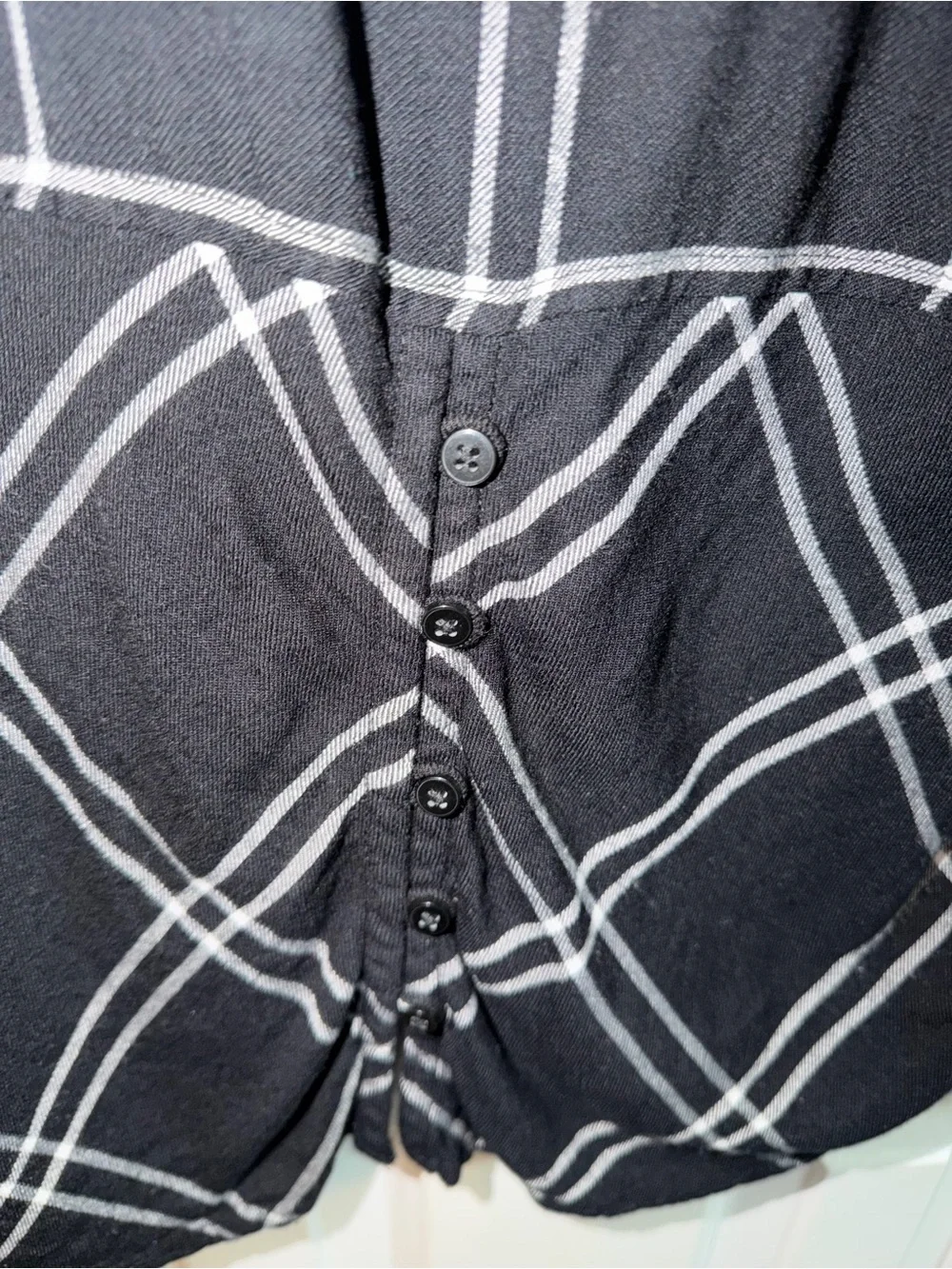 Lucky Brand Black and White Plaid Button-Down Shirt
